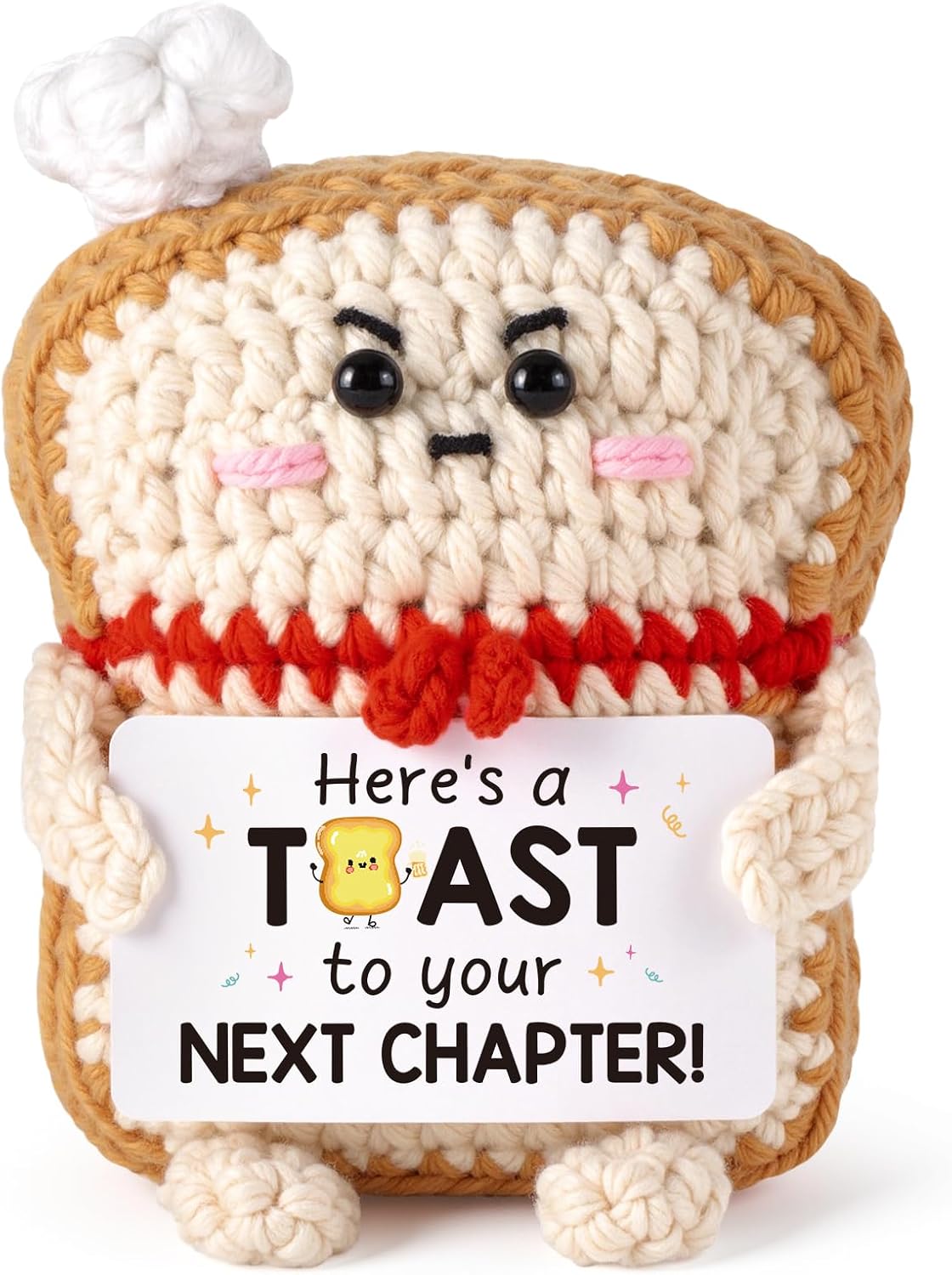 New Beginnings Gifts for Women Men- Handmade Next Chapter Crochet Toast, Retirement Graduation Gifts for Woman Her, Farewell Leaving Goodbye New Job Promotion Gift for Coworker Friend Sister