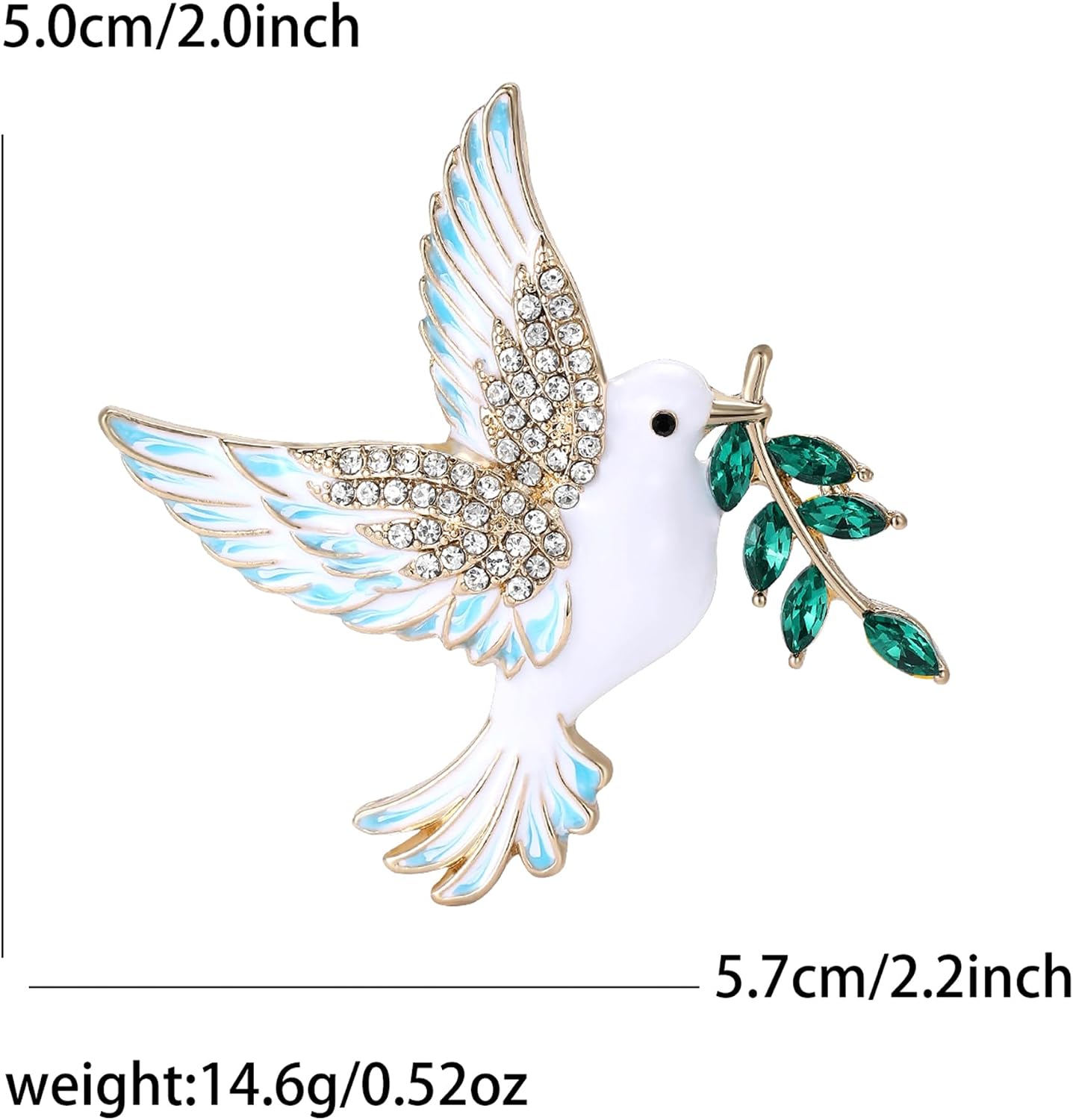 Luxury Enamel Dove Brooches for Women Rhinestone Olive Branch Peace Dove Pins for Friends Gifts holiday Accessories Jewelry image 3