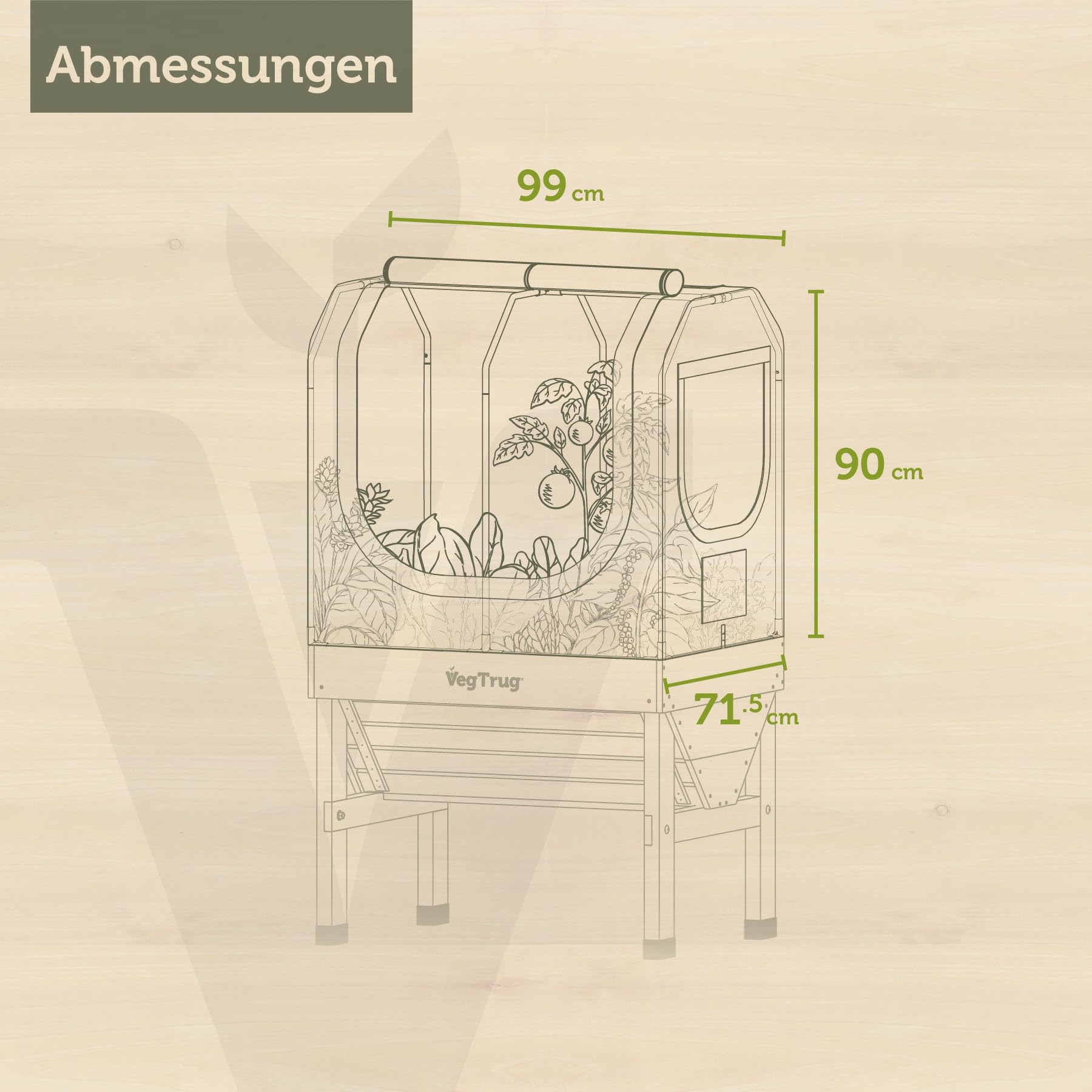 VegTrug® Gewächshausaufsatz Classic - passgenaue Hochbeet Abdeckung mit Micro-Net-Funktion & PE-Folie - Frühbeet Aufsatz für Pflanzkasten - 99,5x72x90 cm