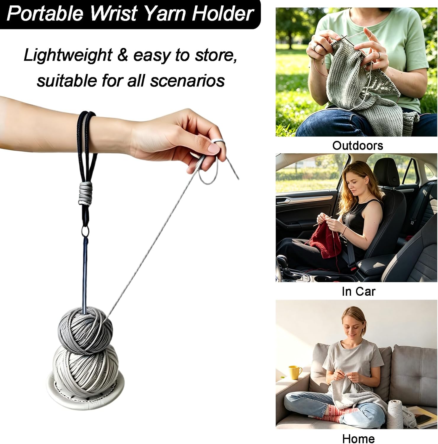 2 PCS Portable Wrist Yarn Holders for Crocheting, Portable Yarn Holder for Knitting, Perfect for Travel Yarn Minder for Craft Lover (Boho Mandala)