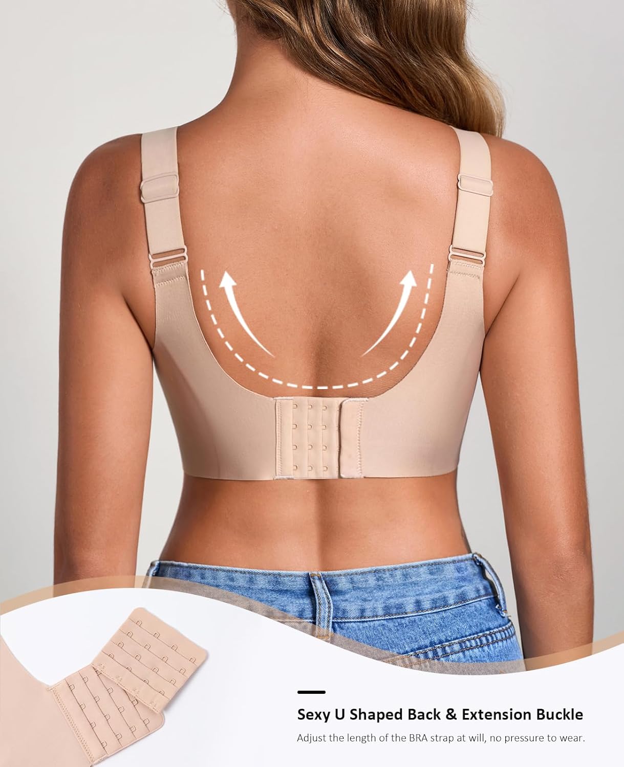 GLNEGE Womens Seamless Wireless Push Up Supportive Bra Comfortable No Underwire Full Coverage Jelly Lift T-Shirt Bras - Image 5