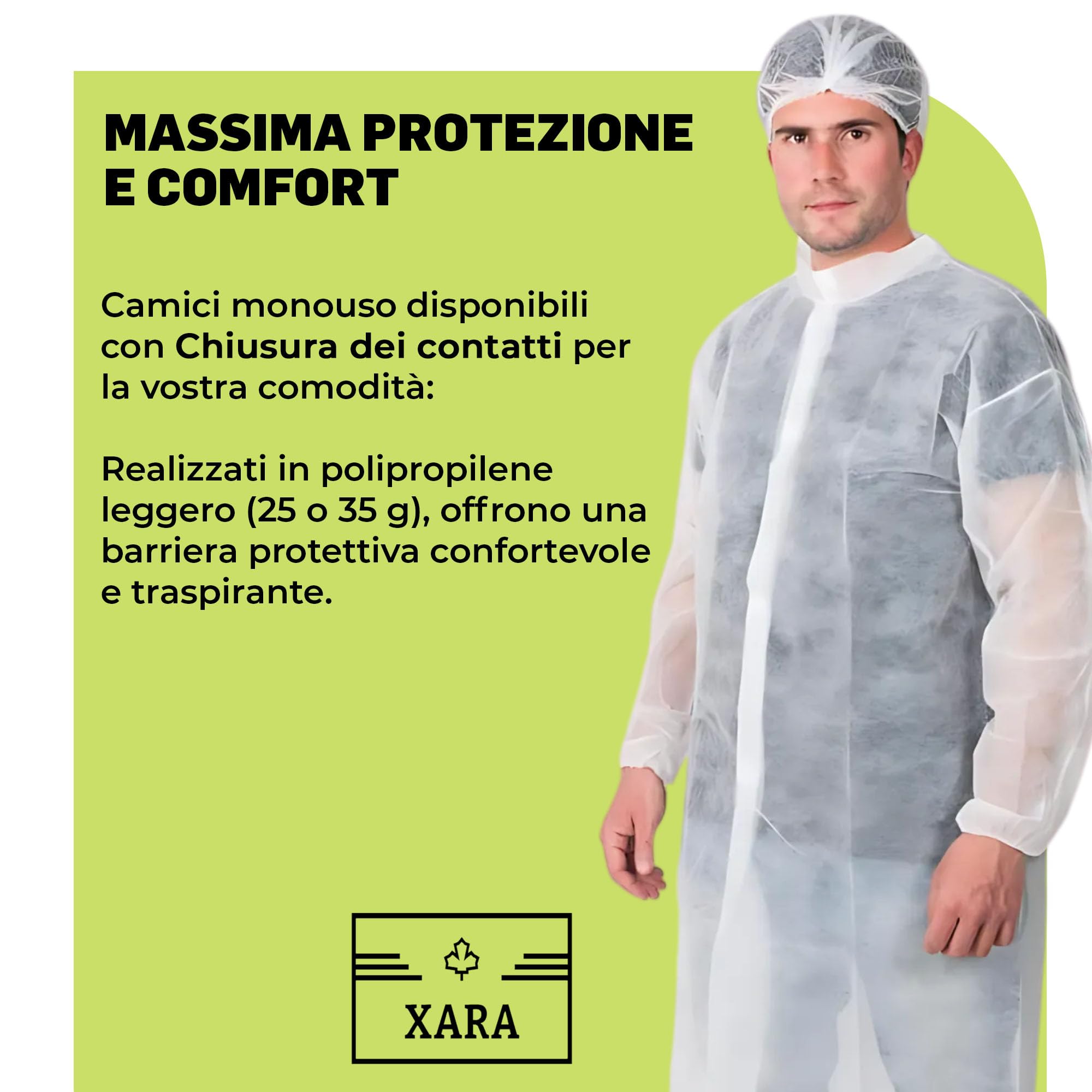 XARA Vestaglia chirurgica monouso XXXL 120 x 152 cm Confezione 10 TNT Polipropilene 35 gr