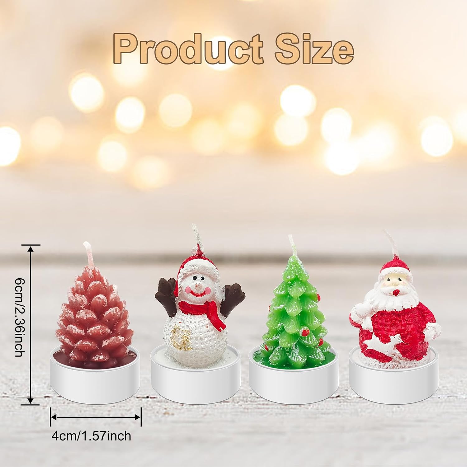 4 PCS Christmas Decoration Delicate Decorative Candles, Santa Claus, Snowman, Pine Cones, Christmas Tree, Shoes, House, Santa Hat Candles for Party Wedding Spa Home Decoration Gifts