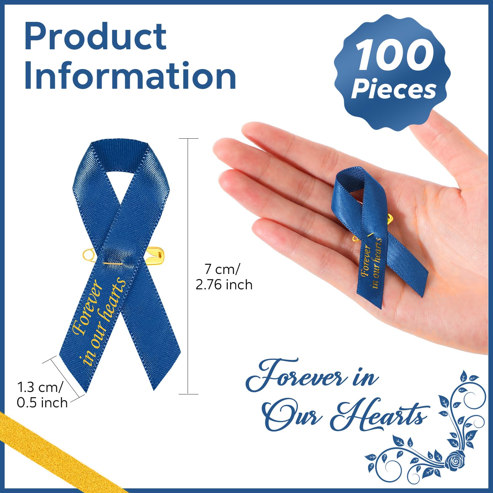 Snapklik.com : Ysleen 100 Pcs Funeral Memorial Ribbons Funeral Pins ...
