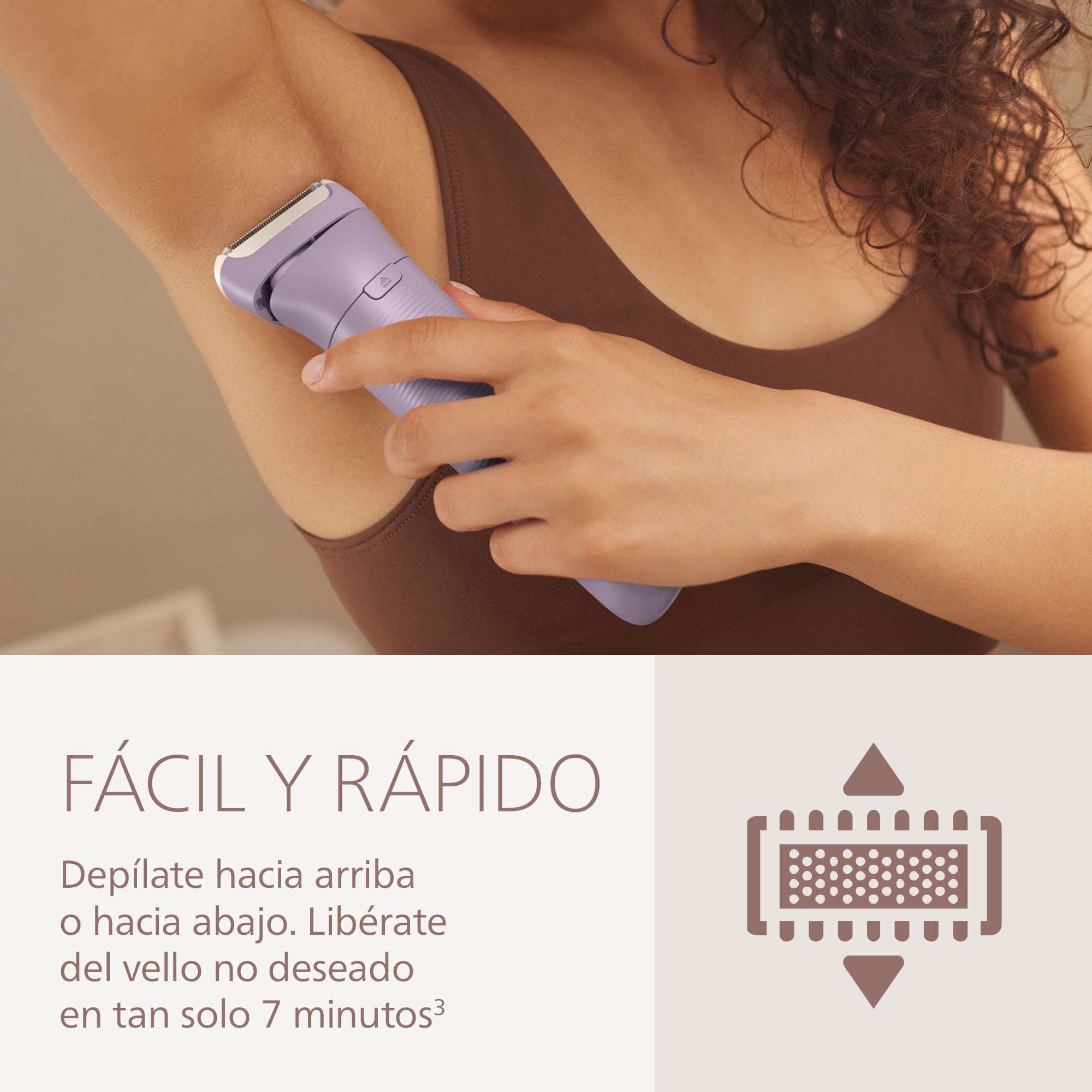 Afeitadora Philips Serie 8000-Afeitadora sin cable para uso en seco y en mojado, sistema de 3 cuchillas, cabezal de afeitado flexible, para las piernas, el cuerpo y la zona del bikini,Modelo BRL149/00