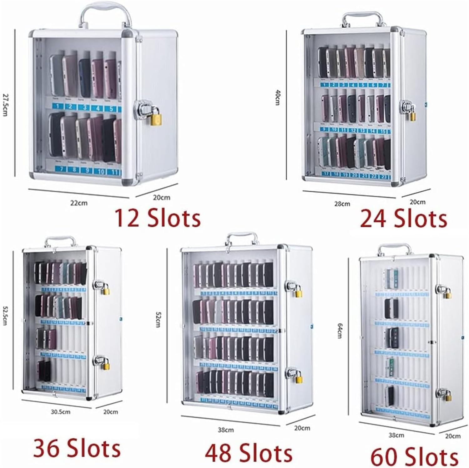 36 Slots Cell Phone Locker Box, Mobile Phone Storage Cabinet for Office & Classroom, Secure Cell Phone Storage Solution, Ideal for Schools, 12/24/36/48/60 Slot Options Avai