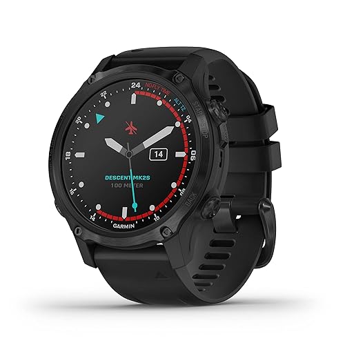 Garmin Descent Mk2S, Smaller-Sized Watch-Style Dive Computer, Multisport Training/Smart Features, Gray with Black Silicone Band, (010-02403-03) - Watch Only - 43 MM - Carbon Gray DLC with Black Band