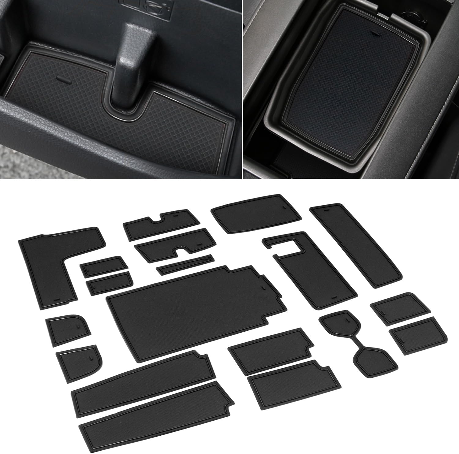 Cup Holder Inserts Liners for Toyota Highlander Accessories 2025 2024 2023 2022-2020, Anti Dust Cup Holder Mats, Custom Non-Slip Center Console Interior Liners Door Pocket Mats (22 Pc, Black)