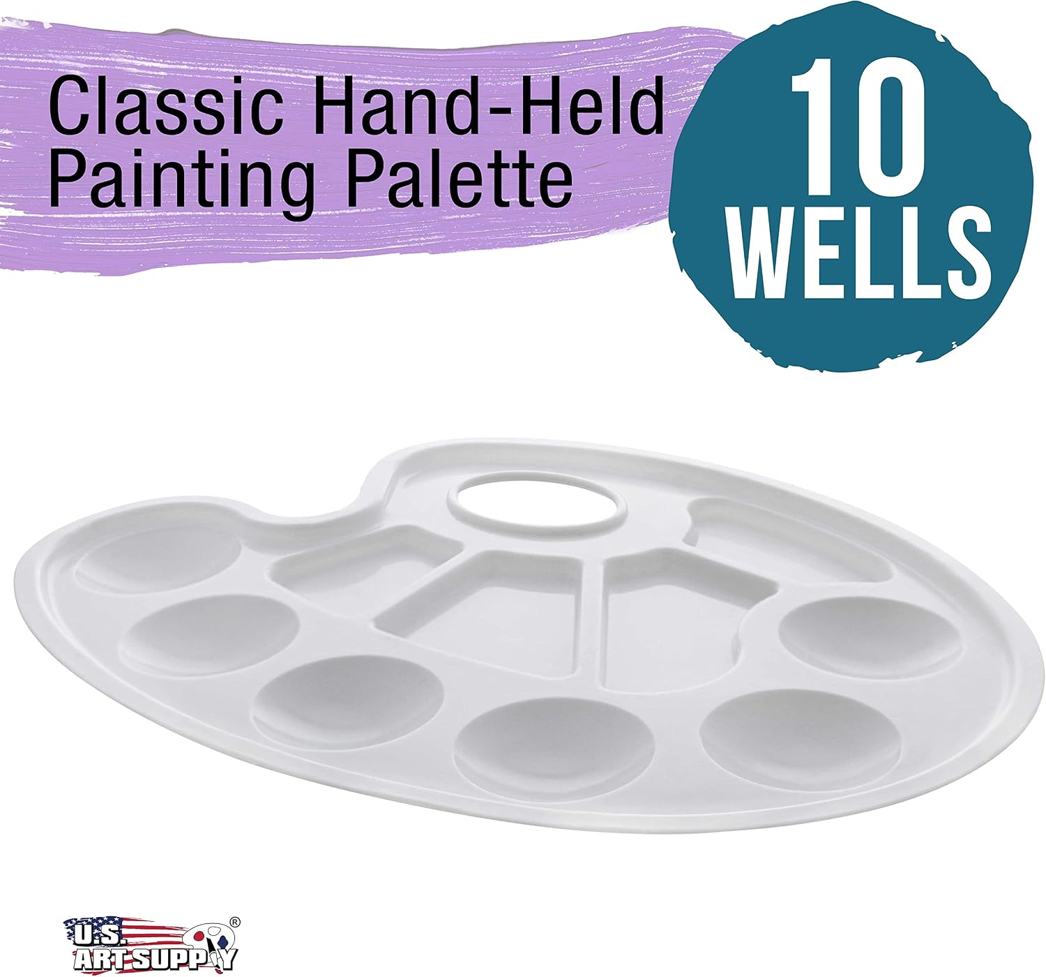 U.S. Art Supply 10-Well Plastic Artist Painting Palette image 2