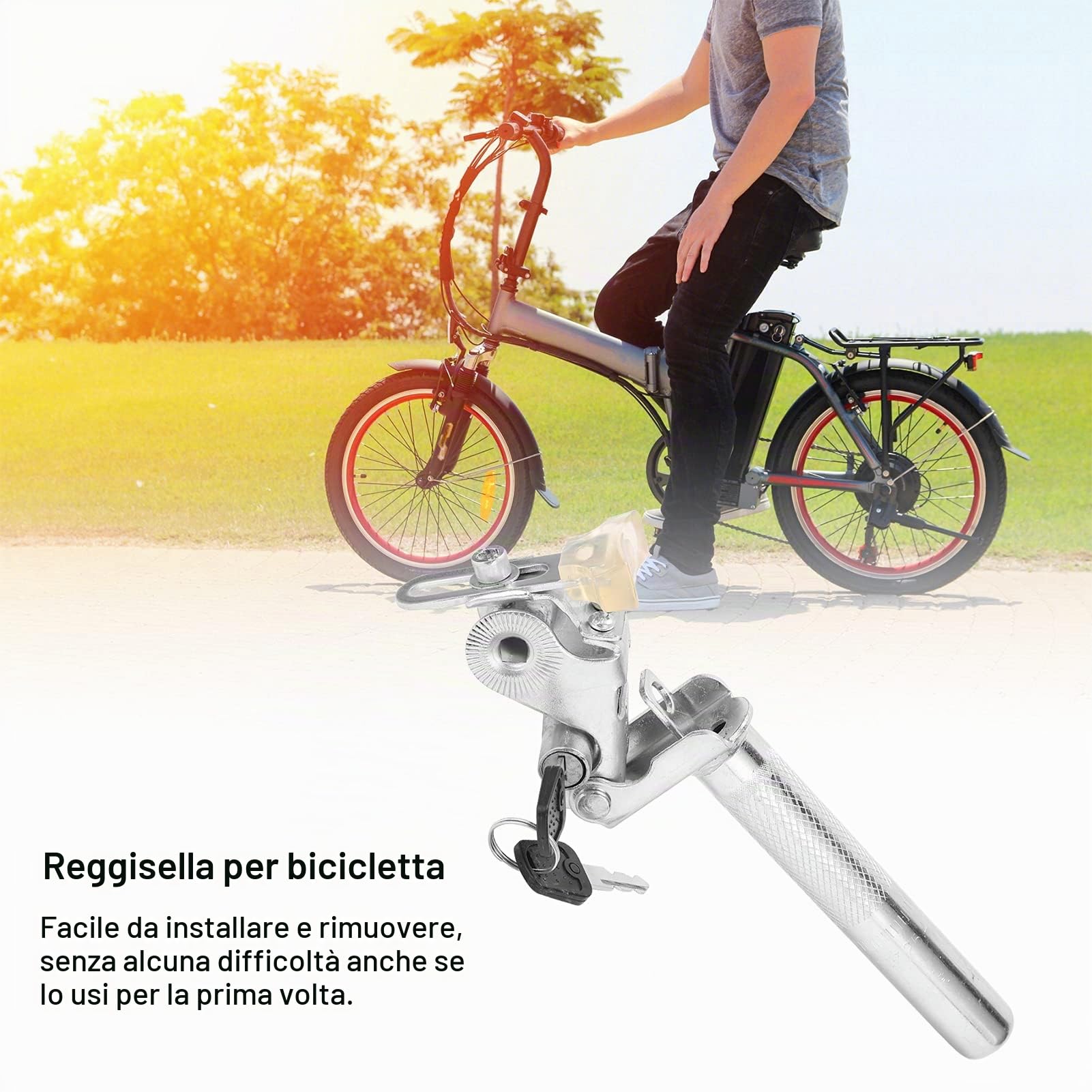 RiToEasysports Reggisella per Bici Elettrica Tubo Sella per Bicicletta Elettrica in Metallo Leggero con Protezione Antifurto
