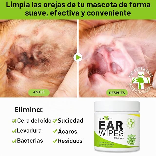 Foto 2 de 7 de Toallitas para Oídos de Perro - Limpiador de Oídos para Gatos y Perros, Toallitas Limpiadoras para Oídos…