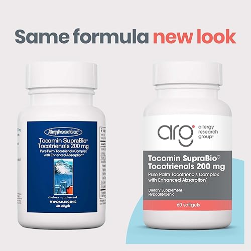Miniatura 9 de Allergy Research Group Tocomin SupraBio Tocotrienoles Suplemento de 200 mg - Tocotrienoles Vitamina E, Complejo Tocotrienol de Palma, Tocotrienoles
