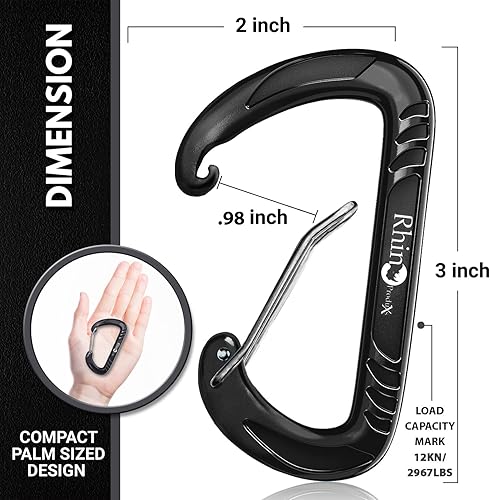 Vista 109 de 12kN (2697 lbs) Heavy Duty Carabiner Clips, for Securing Pets, Outdoor, Camping, Hiking, Hammock, Dog Leash Harness, Keychains