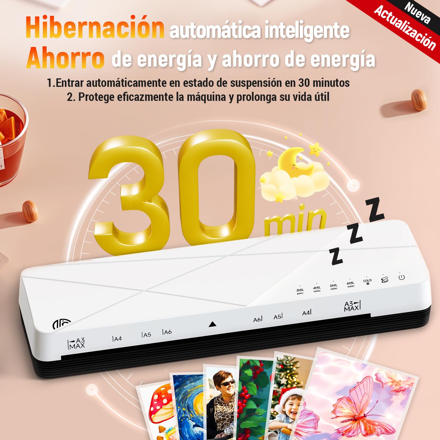 MAXDONE Plastificadora A3, Plastificadora, Máquina de Laminadora A3 A4 A5 A6 Termica platificadoras, Laminator con Función ABS para el Uso en Colegio Oficina Hogar con 12 bolsas de Laminado