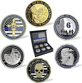 BHealthLife United States Police Department Law Enforcement Officers Challenge Coin Gift Box with 6 Police Coins