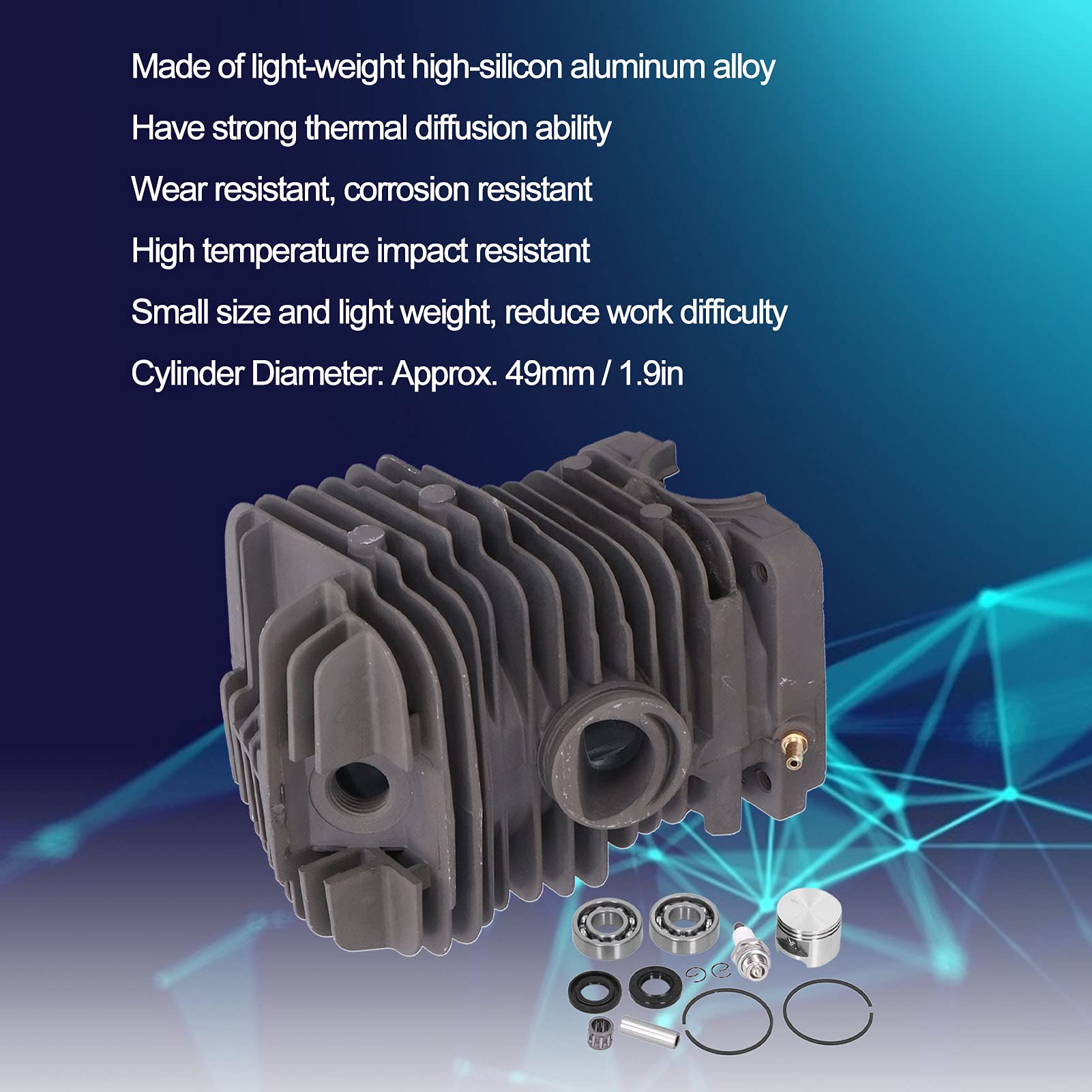 Ktm 1090 Kit Pistone E Cilindro 49 Mm Per Motoseghe Stihl MS390, MS290, MS310, 029, 039 Tagliasiepi A Batteria Stihl - Foto 2