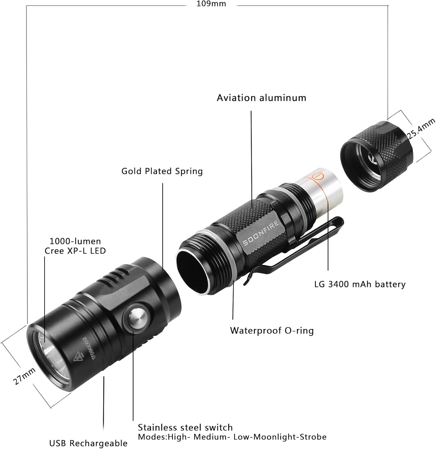 Rechargeable Flashlight E07 Waterproof rechargeable Image