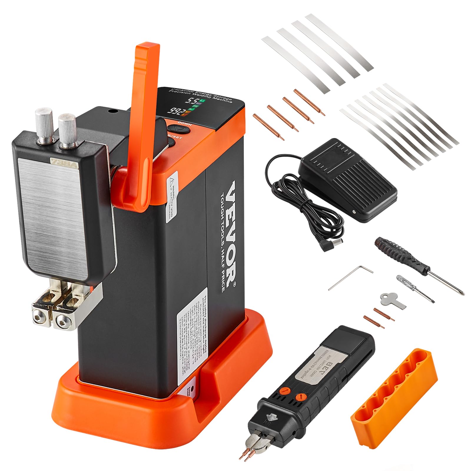 VEVOR Soudeuse par points pour batterie 801D, condensateur 14,5 kW, soudeur à impulsion stockage d'énergie, stylo de soudage 73B 2 modes, nickel pur 0,1-0,3 mm