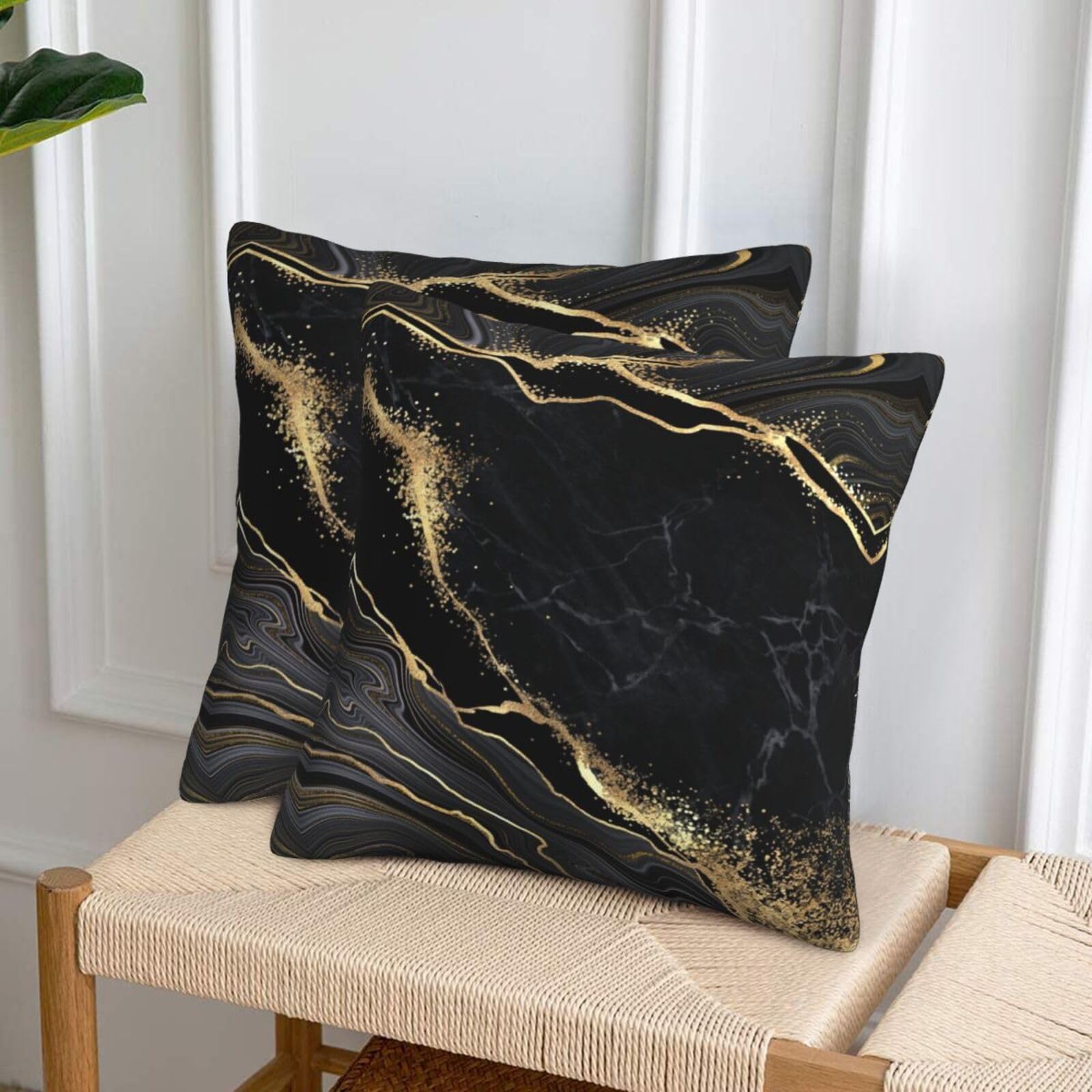 Fundas De Almohada Safari Abstracto 18x18" - Juego De 4, Mezcla Lino Y Algodón, Diseño Leopardo Marrón