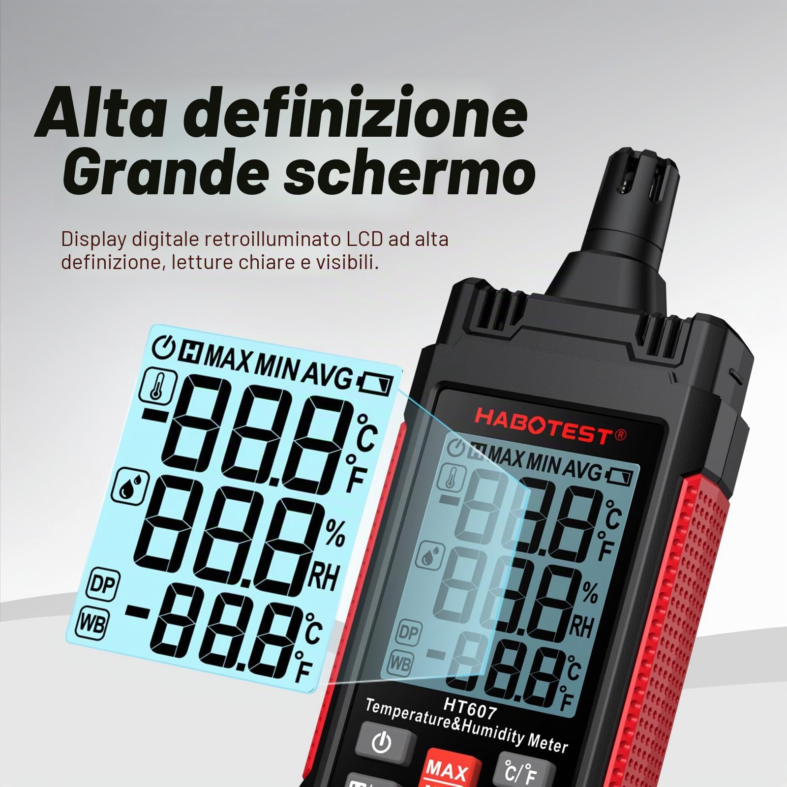 Habotest Misuratore di temperatura e umidità HT607