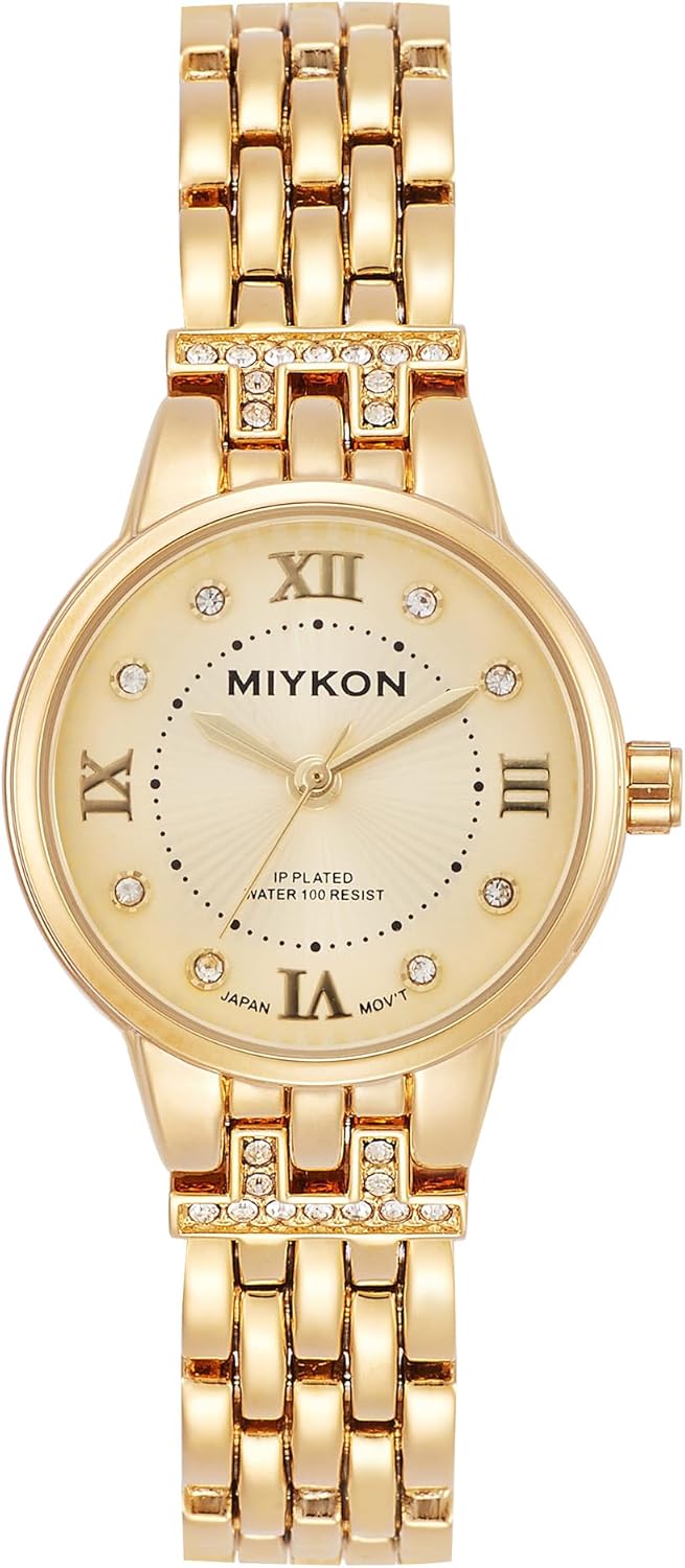 Miykon Silver and Gold Watches for Women | Small Dainty Womens Watch with Genuine Crystals | Ion Polished Women's Jewelry Bracelet, Scratch Resistant Glass, Japanese Quartz, 100ft Water Resistant