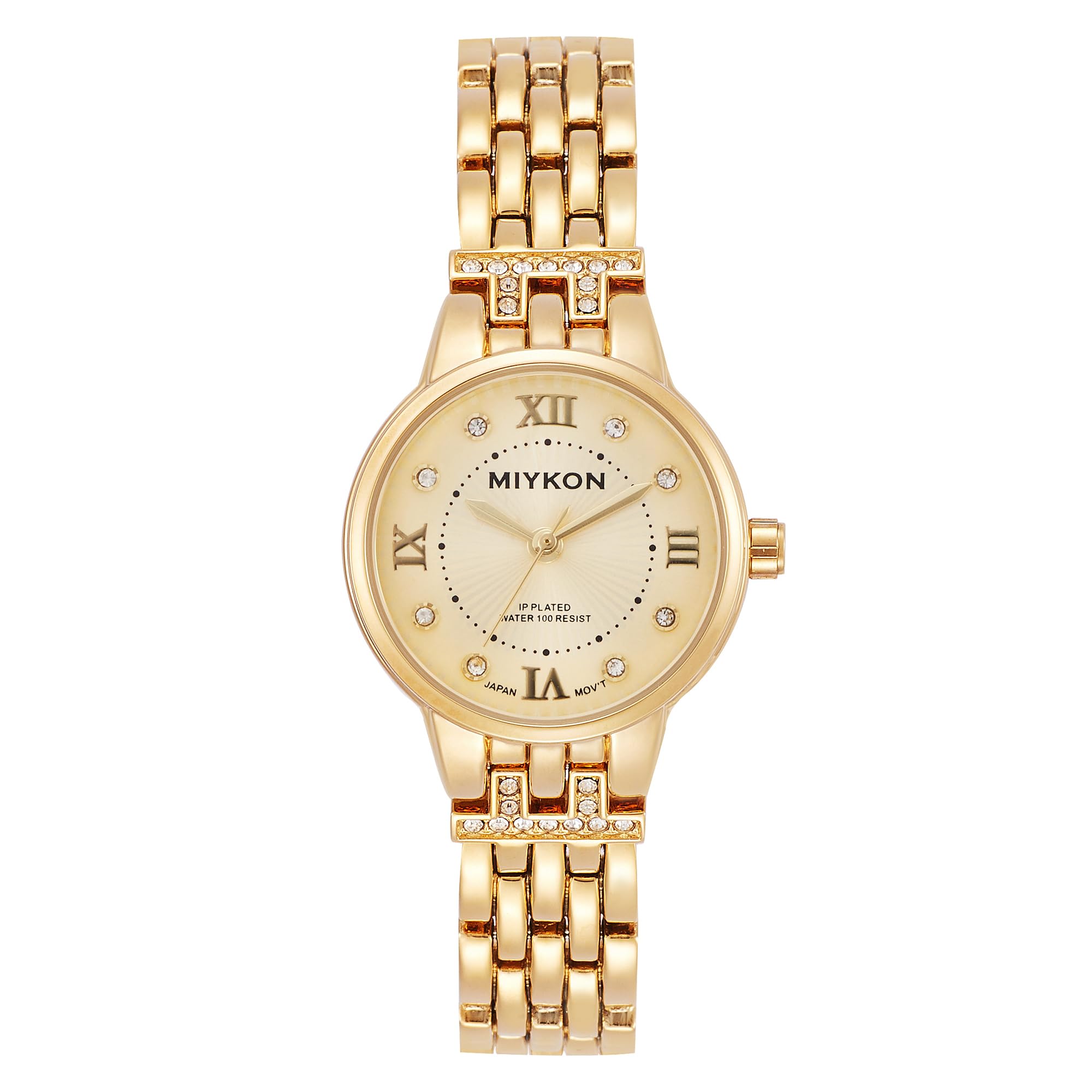Miykon Relojes de plata y oro para mujer, pequeño y delicado reloj para mujer con cristales auténticos, pulsera de joyería para mujer pulida con iones, vidrio resistente a los arañazos, cuarzo japonés