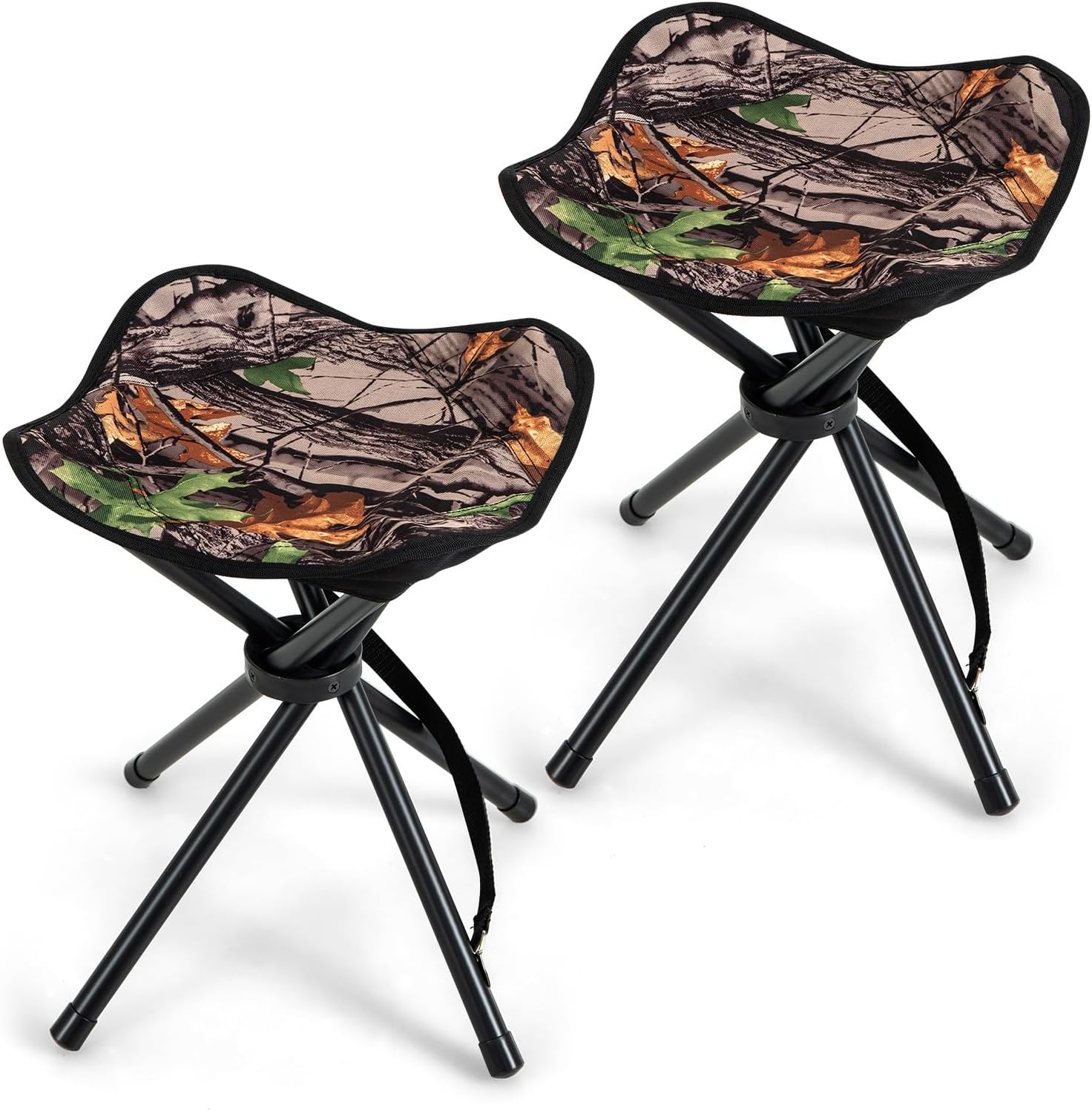 2 Pack Folding Hunting Stool Portable Tripod Seat w/Shoulder Strap for Camping