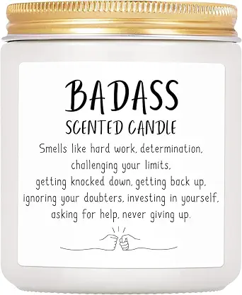 Congratulations Gifts for Women Men, Inspirational Gifts for Women or Men, Friends Coworkers, Birthday Gifts for her Boss Lady, New Job, Promotion Gifts for Women Men, 7oz Badass Scented Candle