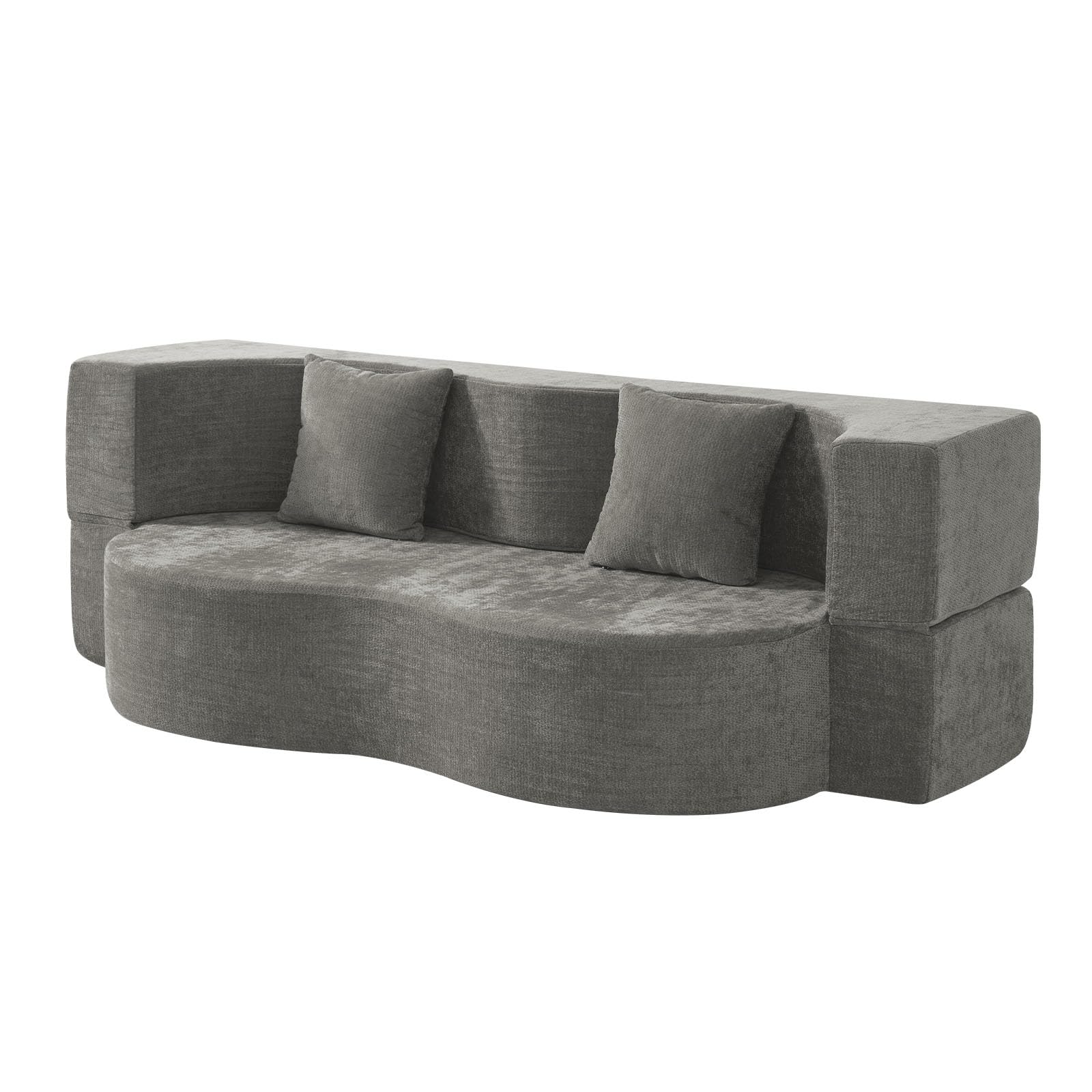 Faltbares 3-Sitzer Gästebett & Schlafsofa, 200 cm breites XXL Bett in Grau – Bequeme Klappcouch für Wohnzimmer, Schlafzimmer als Lounge oder Gästebett