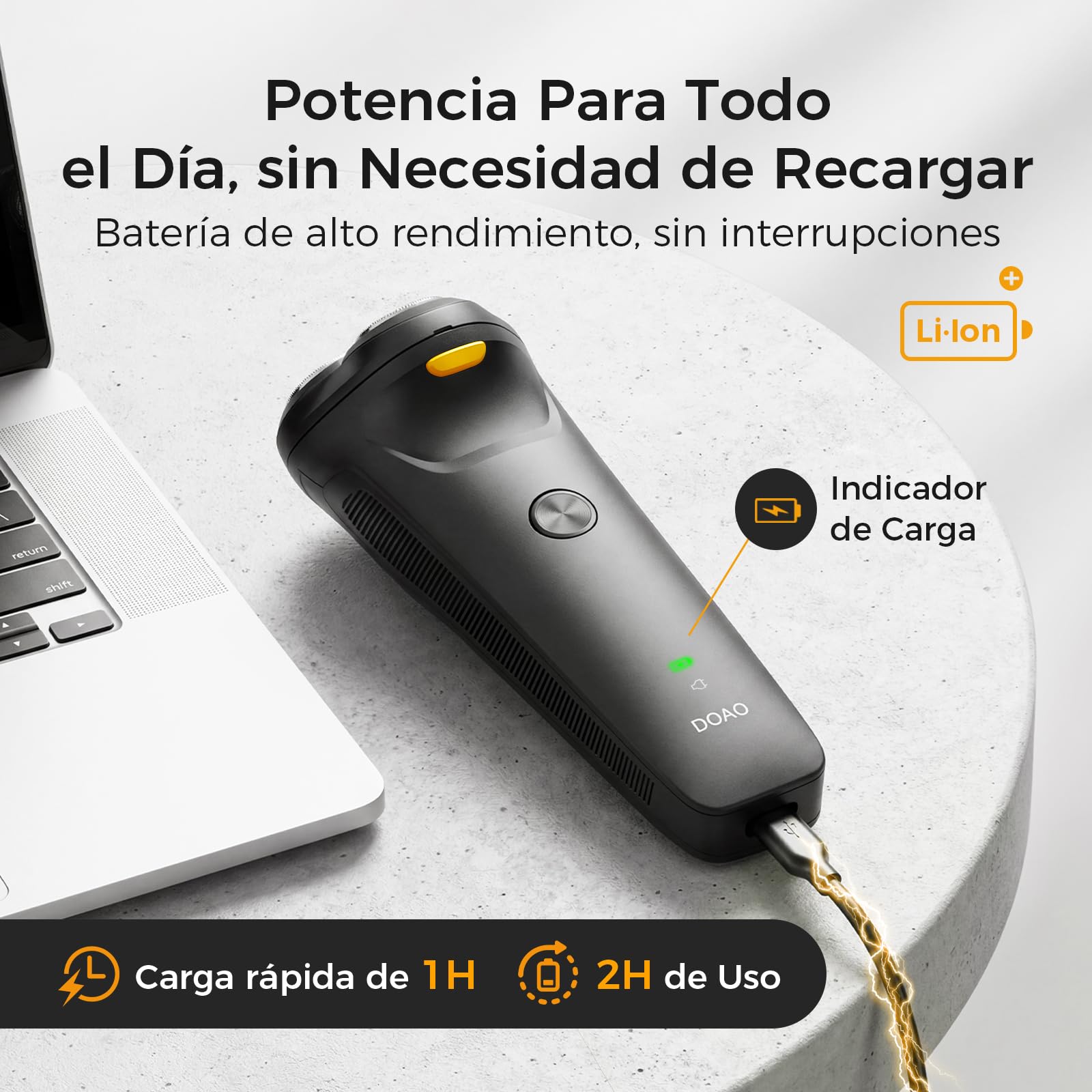 Afeitadora Electrica Hombre, Autonomía 120 minutos, Cuchilla de Acero Autoafilado, Afeitadora de barba emergente, Uso Diario o de Viaje, Rendimiento Potente y Eficiente, 8200rpm