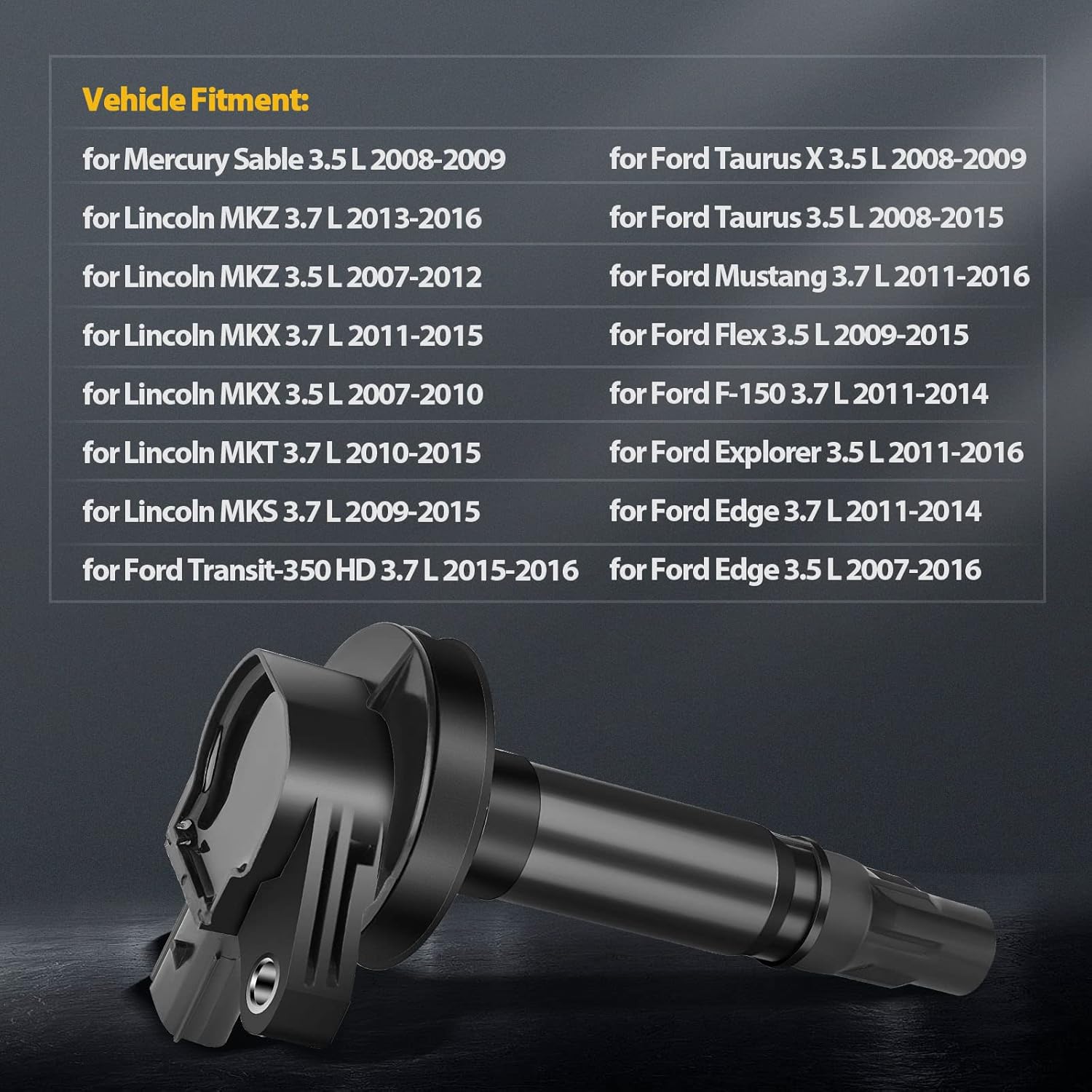 OCPTY Ignition Coils 2015-2018 for Ford Transit-150 3.7L/V6,2009-2016 for Lincoln MKS 3.7L/V6,2008-2015 for Mazda CX-9 3.7L/V6 2-Pins UF553 6 PCS