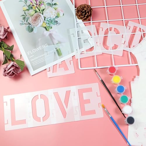 Miniatura 3 de YEAJON Plantillas de letras de 11 pulgadas, plantillas de símbolos y números para manualidades, 42 plantillas de alfabeto reutilizables que se