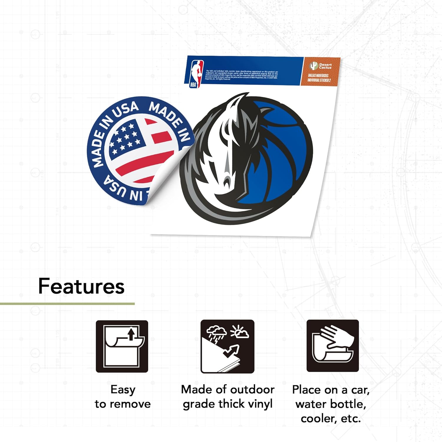 Desert Cactus Dallas Mavericks Sticker NBA Officially Licensed Vinyl Decal Laptop Water Bottle Car Scrapbook (Individual 2) - Image 4