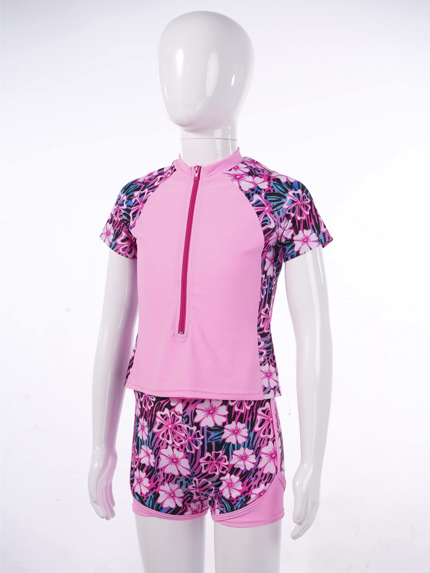 IEFIEL Traje de Baño 2 Piezas Niña Camiseta de Manga Corta y Pantalones Cortos Secado Rápido