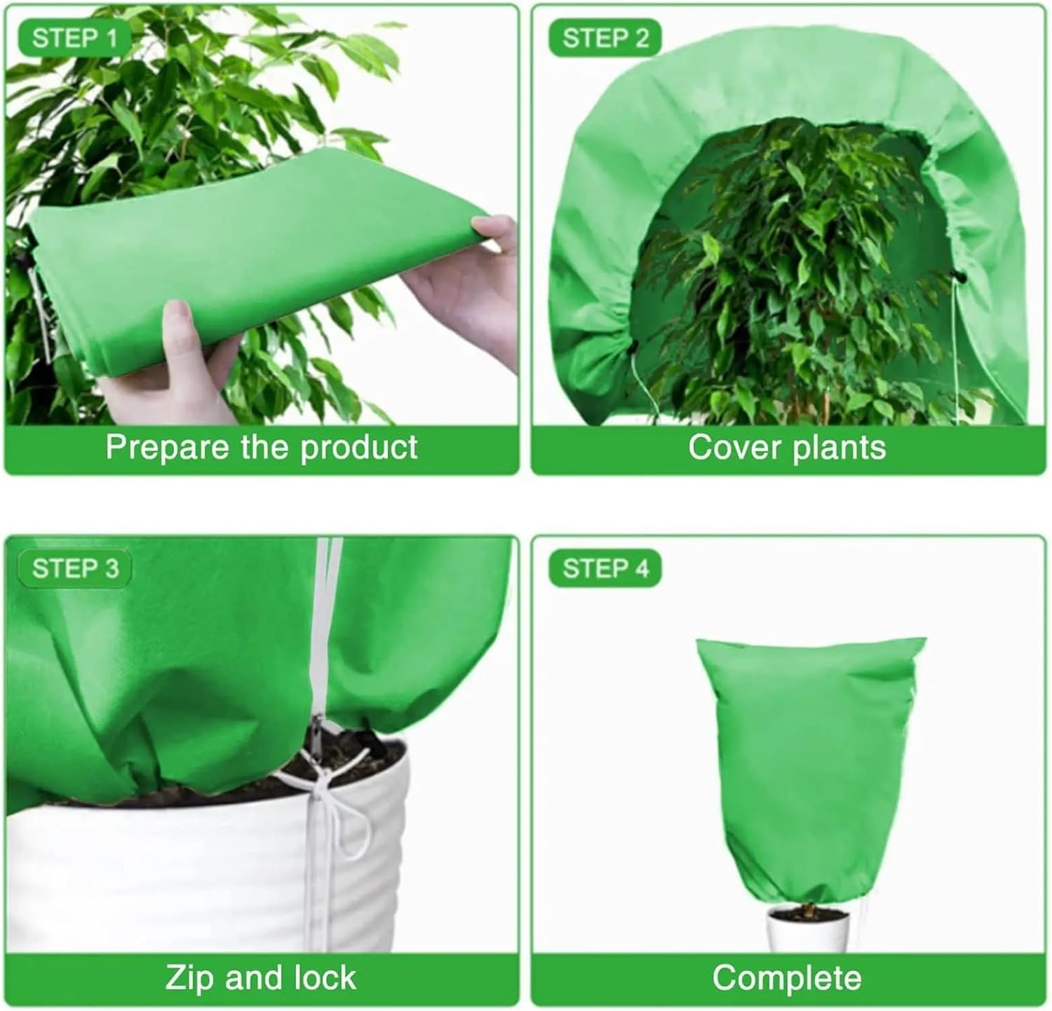 Plant Covers Freeze Protection 4 Pcs Reusable Plant Freeze Covers - Drawstring, Winter Crop Insulation