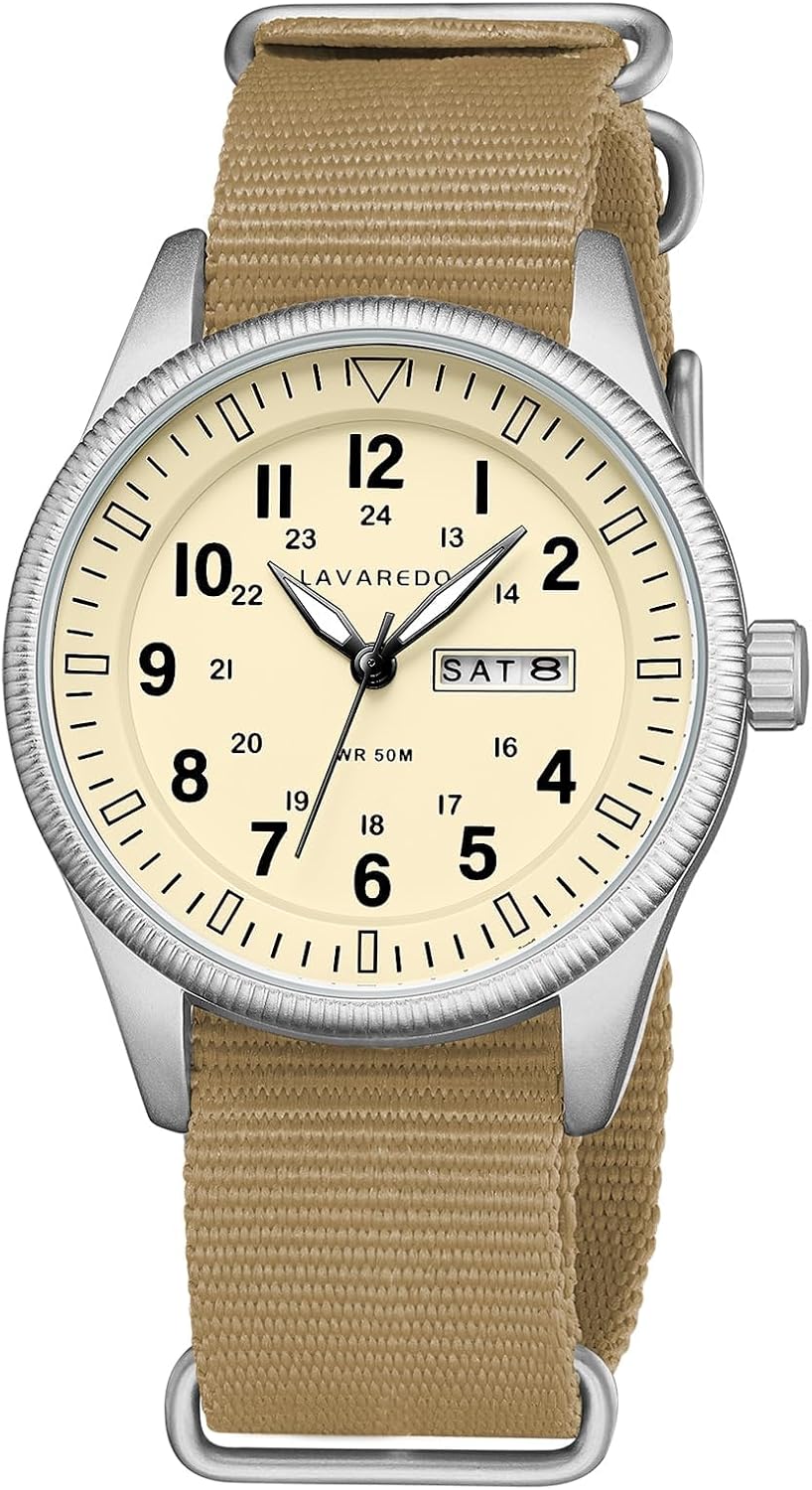 Mens Watches Nylon Slip-Thru Strap Unisex Military Watches with Date Display Luminous Analog Watch Tactical Field Waterproof Wristwatch