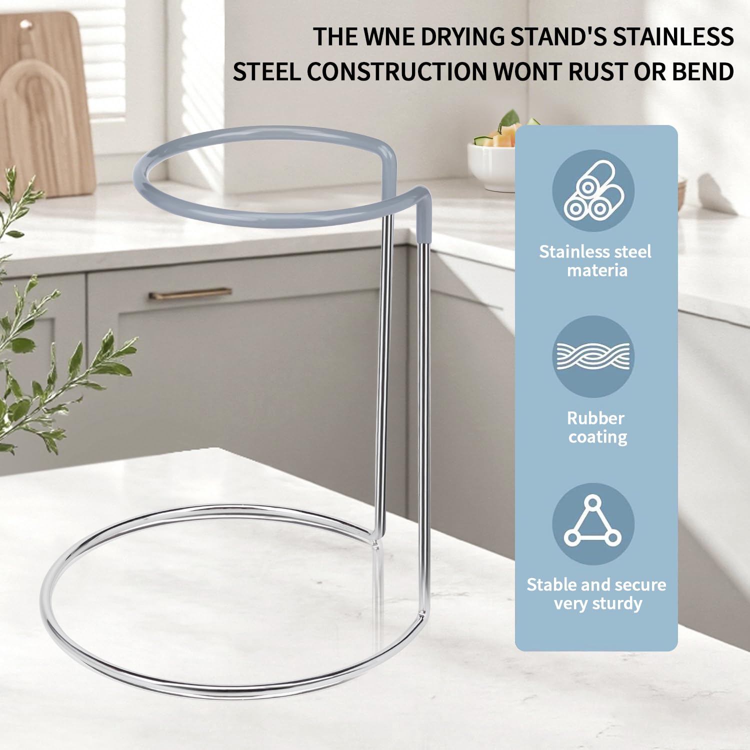 Support de séchage avec revêtement en caoutchouc pour éviter les rayures, égouttoir pour carafes à vin à fond standard, brosse de nettoyage et perles de nettoyage