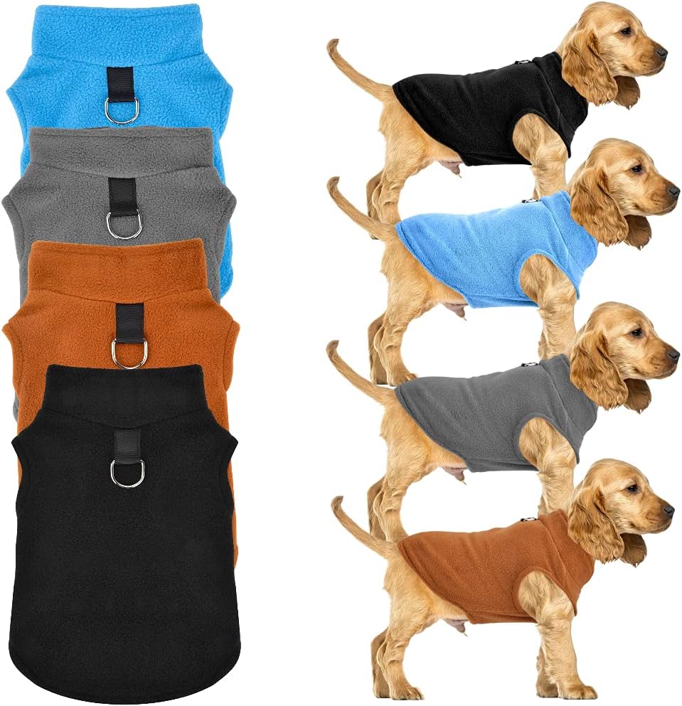 4 Pack Dog Vest with Leash Ring - Warm Fleece Sweater Clothes for Small Dog Boy Male Chihuahua Yorkies - Pet Puppy Clothing Cat Doggie…