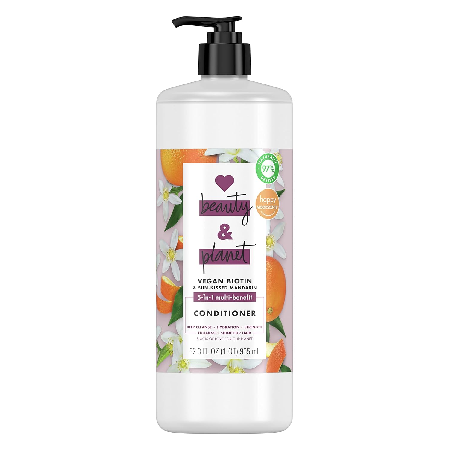 Love Beauty And Planet Silcone-Free Deep Cleanse, Hydrate, Strengthen, Volumize & Shine Vegan Biotin & Sun-Kissed Mandarin 5-in-1 Multi-Benefit Nourishing Conditioner for Hair, 32 Oz : Beauty & Personal Care