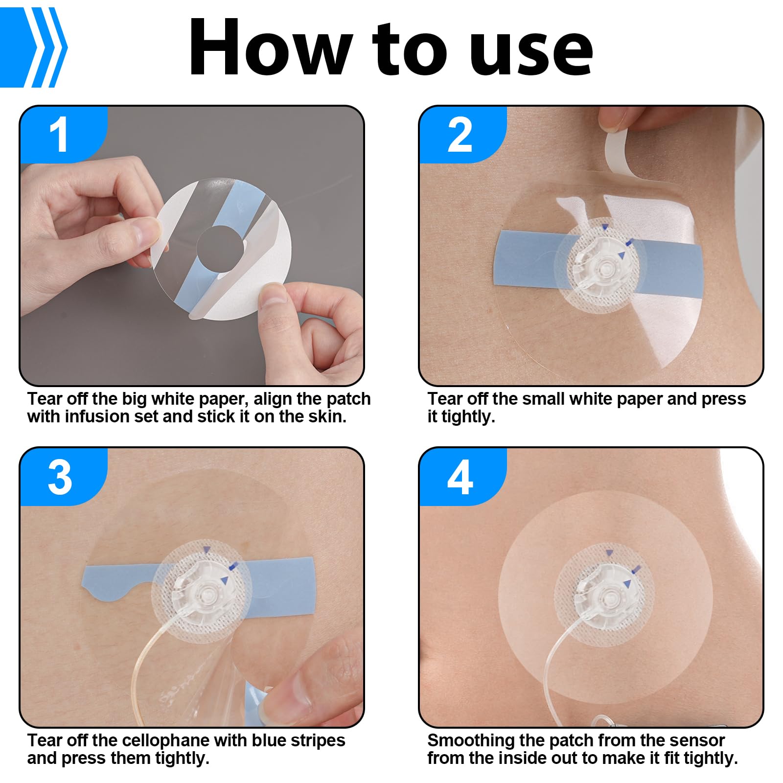 Universal-Klebepflaster für CGM- und Insulinpumpen, 2,3 cm großes Loch, atmungsaktive, transparente Flicken und wasserdichte CGM-Sensor-Pflaster, 10–14 Tage, CGM-Schutz, vorgeschnittenes Klebeband,