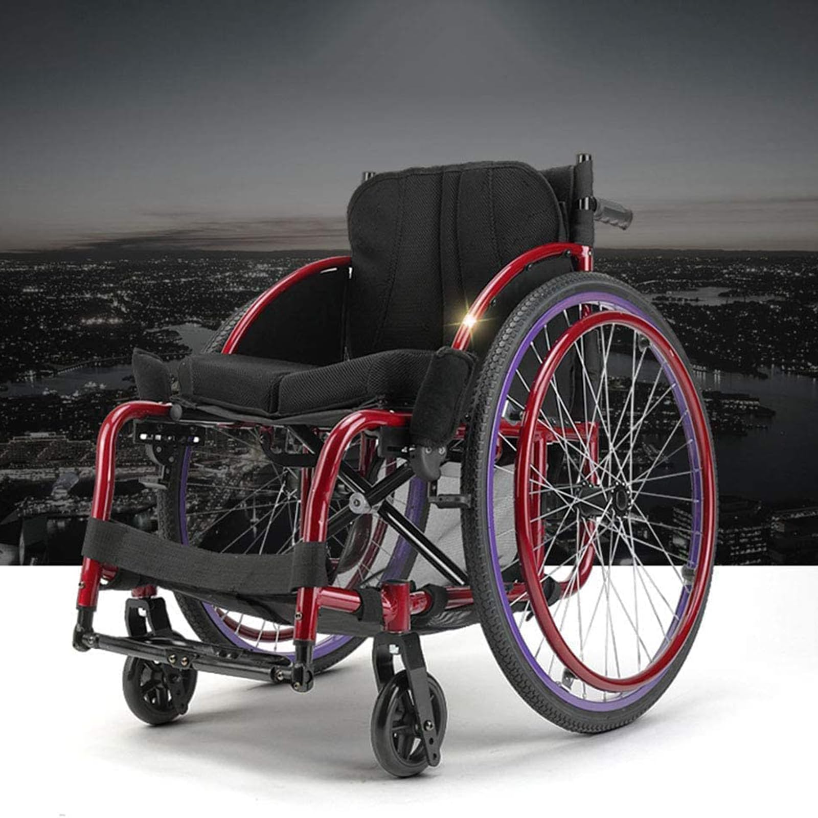 Silla de Ruedas Ultraligera, Silla de Ruedas Manual Plegable de Aleación de Aluminio