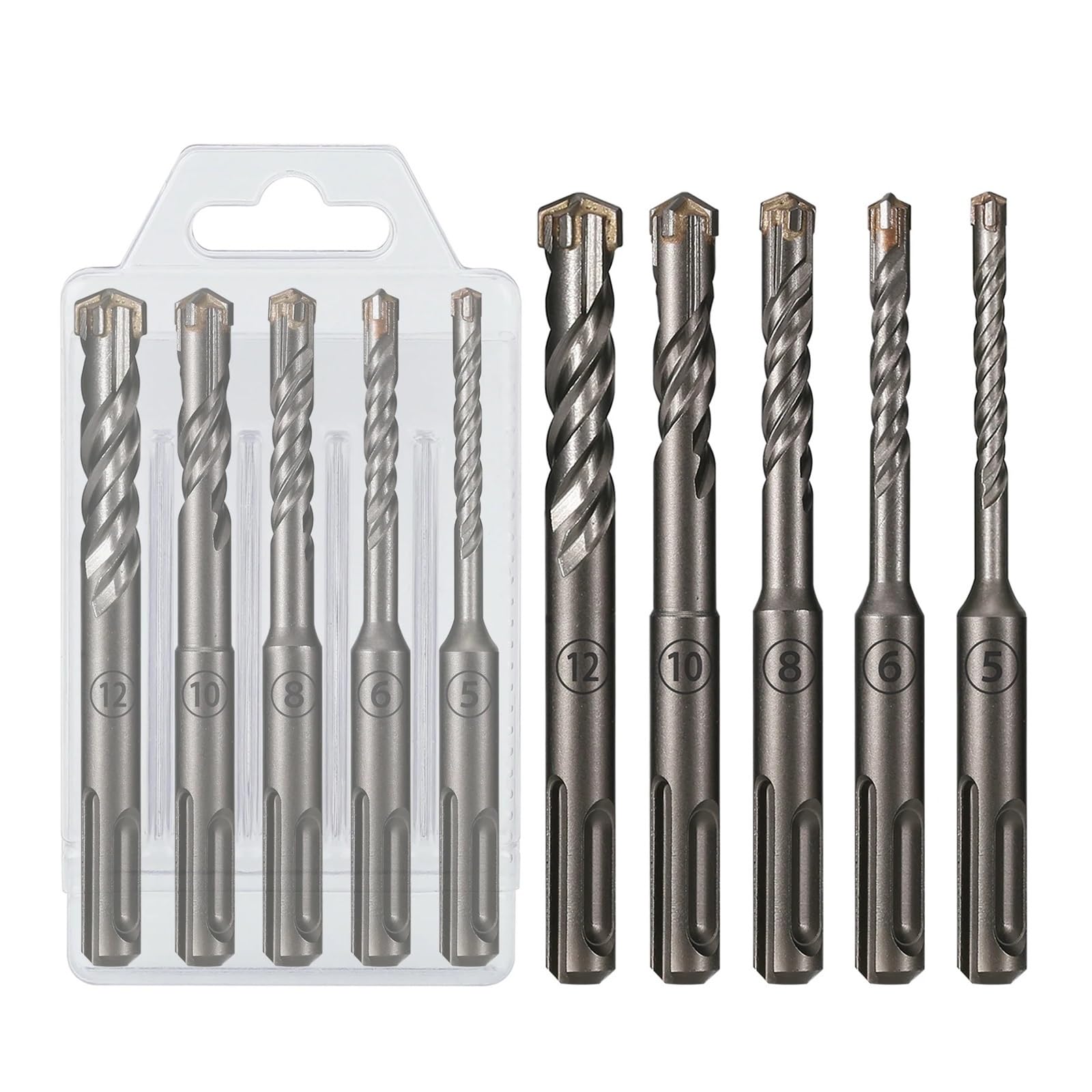 Broca para hormigón SDS Plus, 1 unidad, 4-12mm, cabezal de corte múltiple, doble barrena de 110mm, broca de martillo eléctrico para mampostería de bloques de ladrillo de pared(110mm-10pcs)