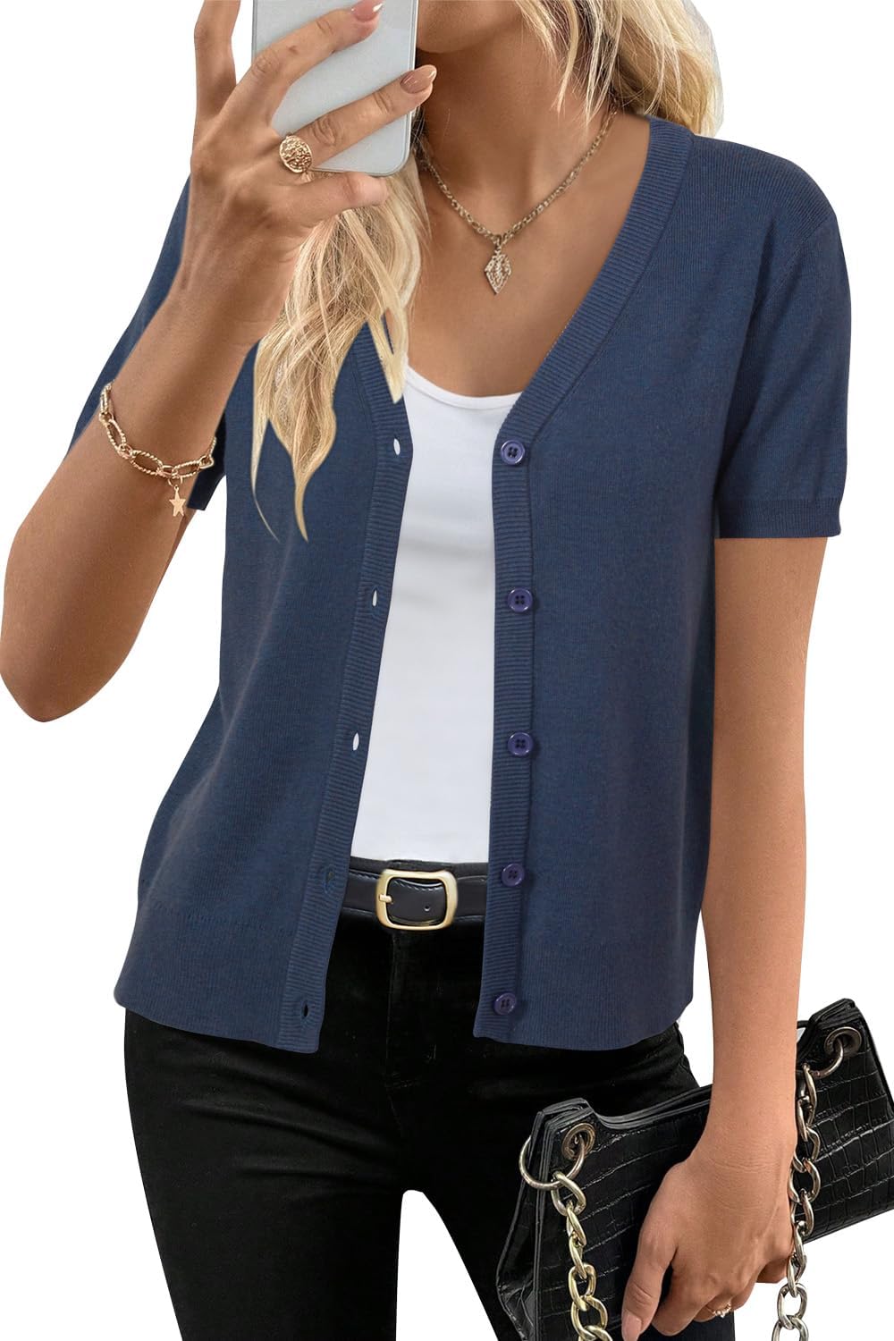 Arach&Cloz Women's Wool Blend Business Casual Cardigan Sweaters Tops