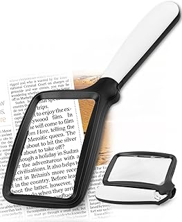 5-Fache Lupe Mit Licht, Leselupe Zusammenklappbare GroßE Rechteckige Handlupe, Dimmbare Led FüR Senioren Mit Makuladegeneration, Zeitungen BüCher Kleingedrucktes FüR Sehbehinderte