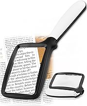 Tobegiga 5-Fache Lupe Mit Licht, Leselupe Zusammenklappbare GroßE Rechteckige Handlupe, Dimmbare Led FüR Senioren Mit Makuladegeneration, Zeitungen BüCher Kleingedrucktes FüR Sehbehinderte
