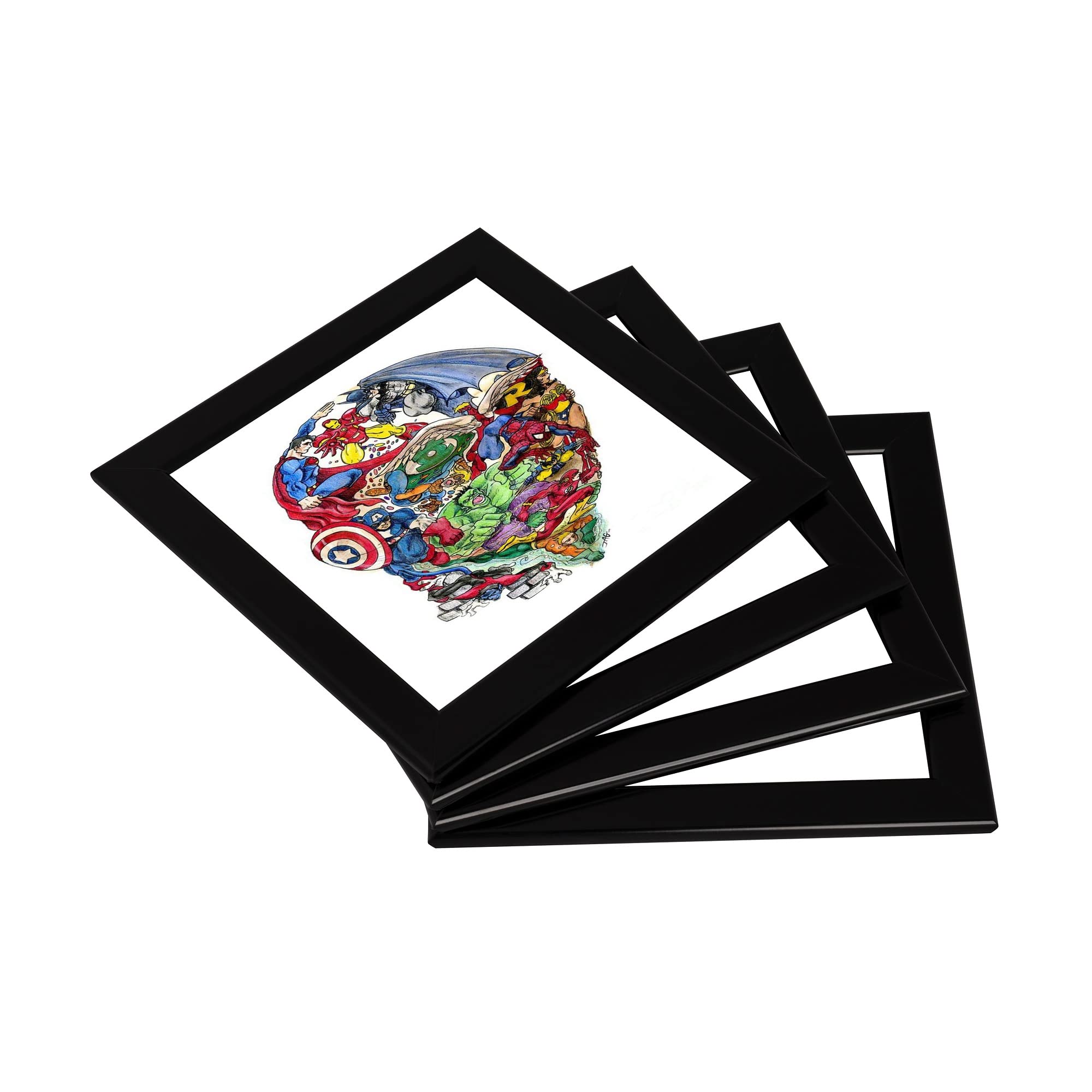 SnapezoPack of 4 Black 20x20 cm Instagram Frame, Aluminum Profile, Front-Loading Snap Frame