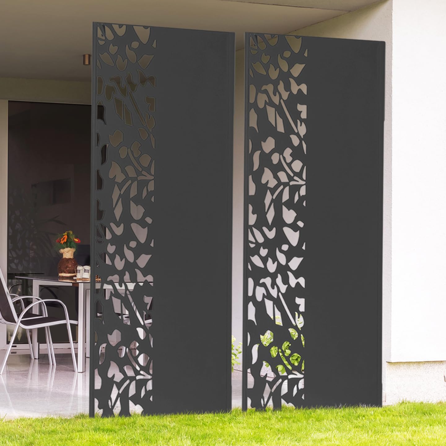 IDMarket - Dekoratives Universalpaneel 150 x 50 cm Flower grau halb durchbrochen an der Seite