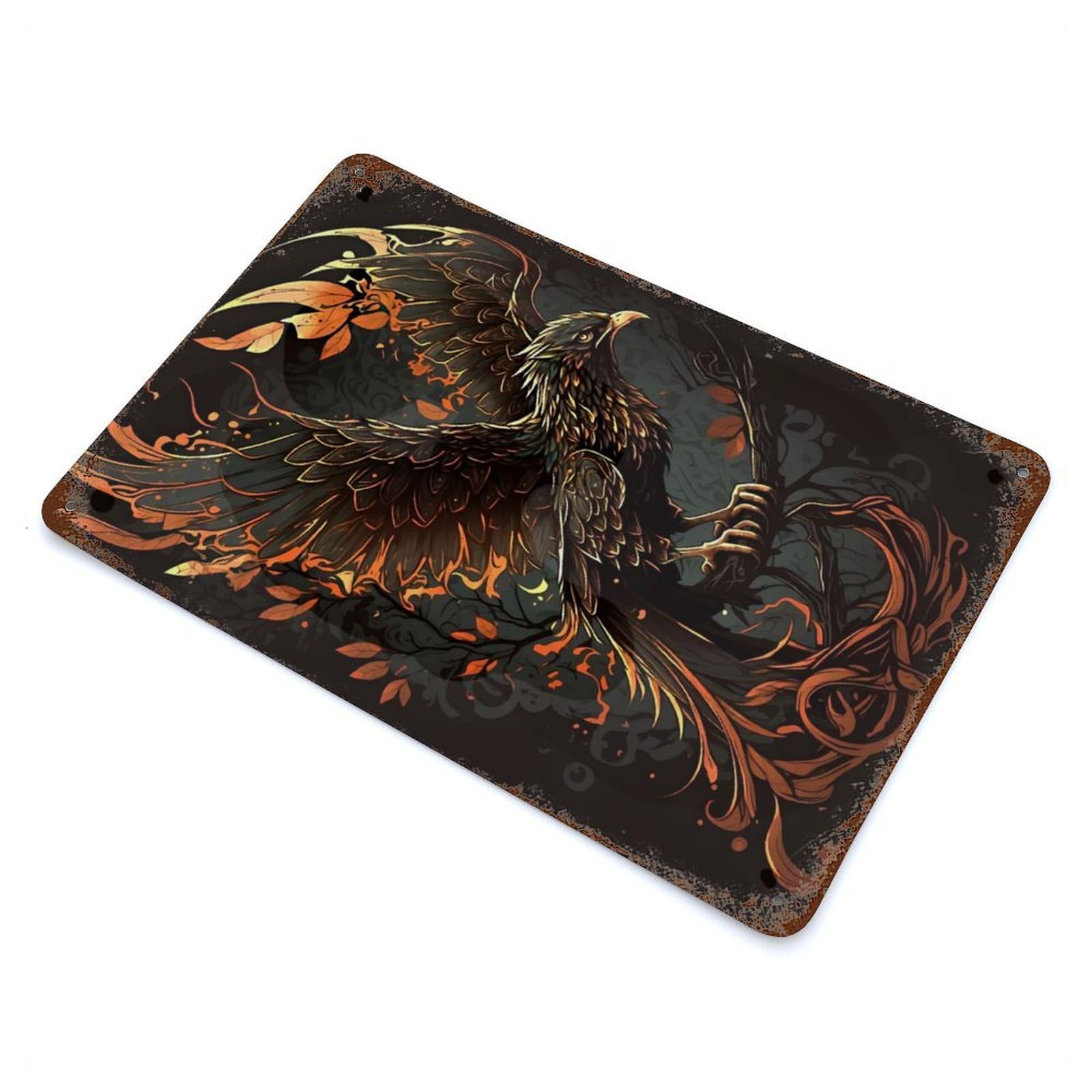 Rising Phoenix Vintage Metal Tin Sign 11.8"x7.9", Retro Wall Decor for Office, Studio And Wall Decor