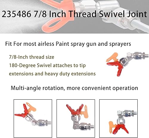 Miniatura 2 de 235486 Rosca de 7/8 pulgadas Junta giratoria de rotación de 180 grados para pistola de pintura sin aire Junta giratoria