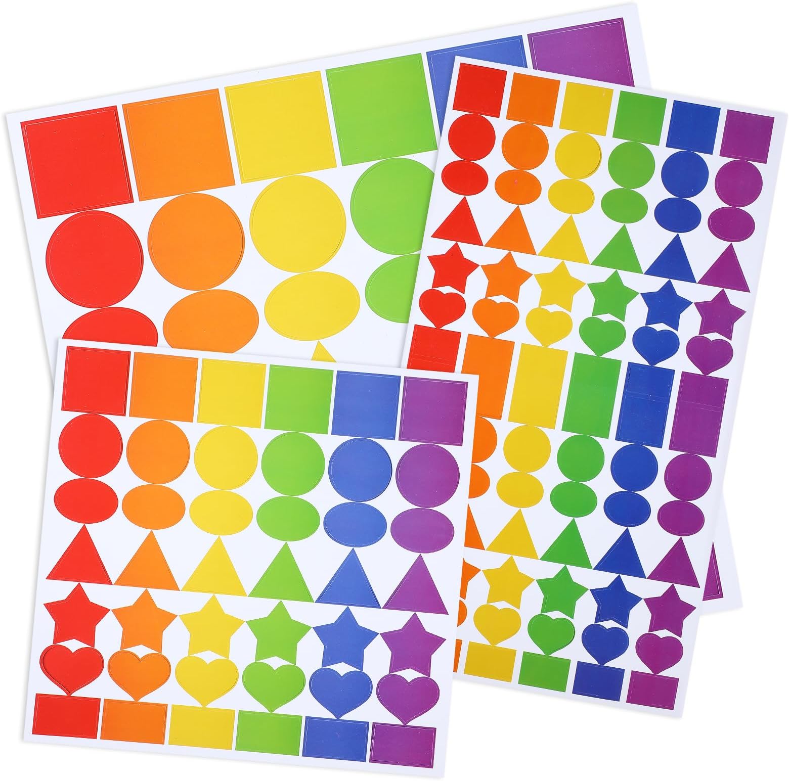 Glenmal 756 Pcs/13 Sheets Geometric Shape Cutout for Kids, Punch Out Basic Shape 7 Shape 3 Size 6 Color, with 800 Point Dots for Math Pattern Game Home School Craft Art Class Supplies